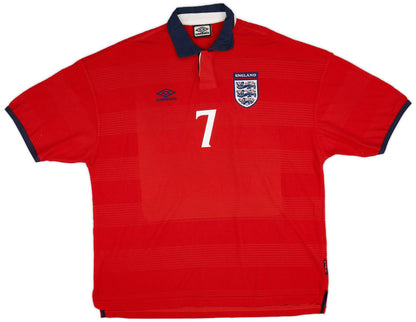 Camisola Retro 1999-01 England Away Shirt Beckham #7